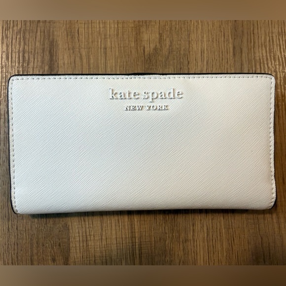 kate spade Handbags - Kate Spade New York White & Lavender Leather Zip Wallet